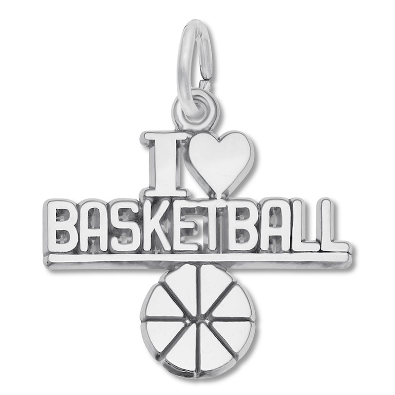 Main Image 1 of I Love Basketball Sterling Silver Charm