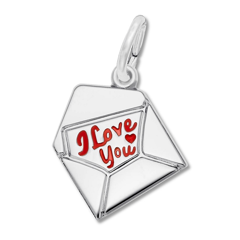Main Image 1 of Love Letter Charm Red Enamel Sterling Silver