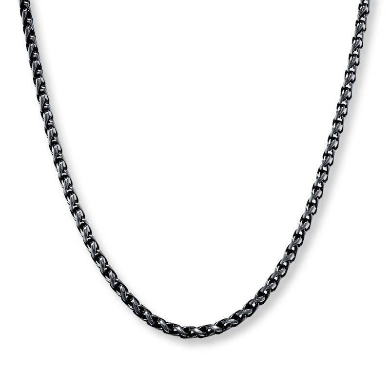 Main Image 1 of Wheat Chain Necklace 3mm Black Ion-Plated Solid Stainless Steel 18&quot;