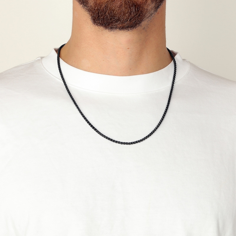 Main Image 2 of Wheat Chain Necklace 3mm Black Ion-Plated Solid Stainless Steel 18&quot;