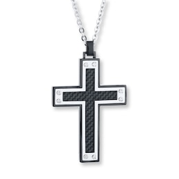 Men's Cross Necklace Stainless Steel 22"