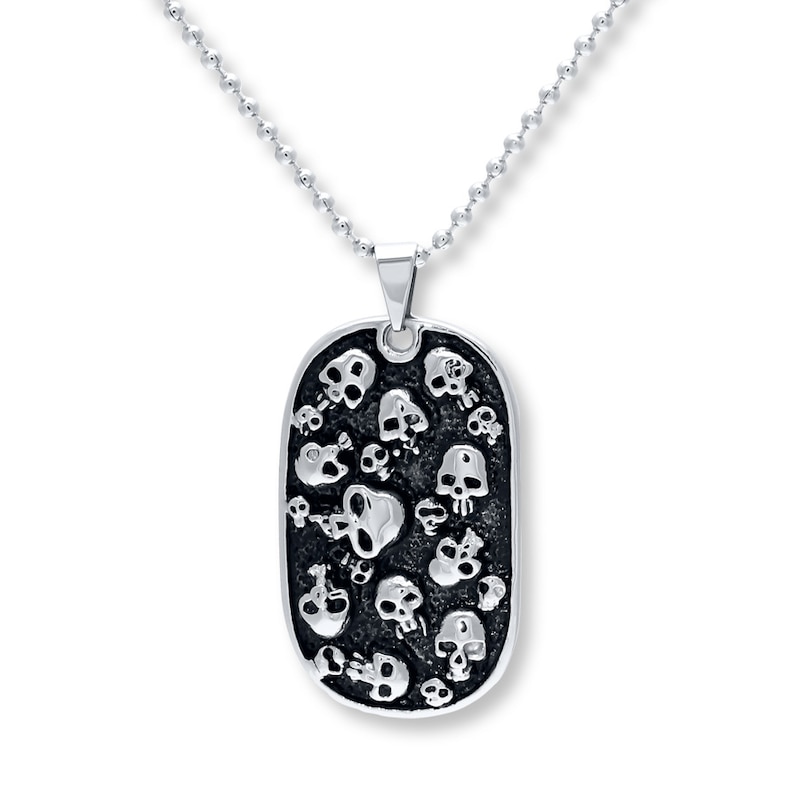 Men's Dog Tag Necklace Stainless Steel 22"