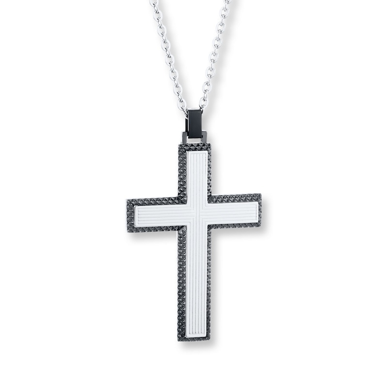 Main Image 1 of Men's Cross Necklace Stainless Steel 22&quot;