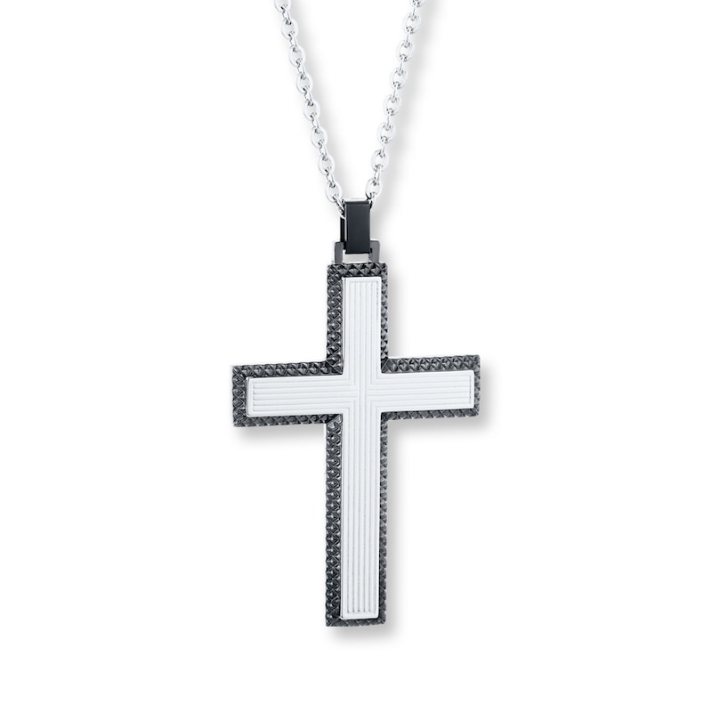 Men's Cross Necklace Stainless Steel 22"