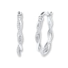 Thumbnail Image 1 of Diamond Hoop Earrings 1/8 ct tw Round-cut Sterling Silver