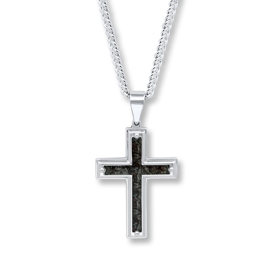Men's Black Camouflage Cross Necklace Stainless Steel