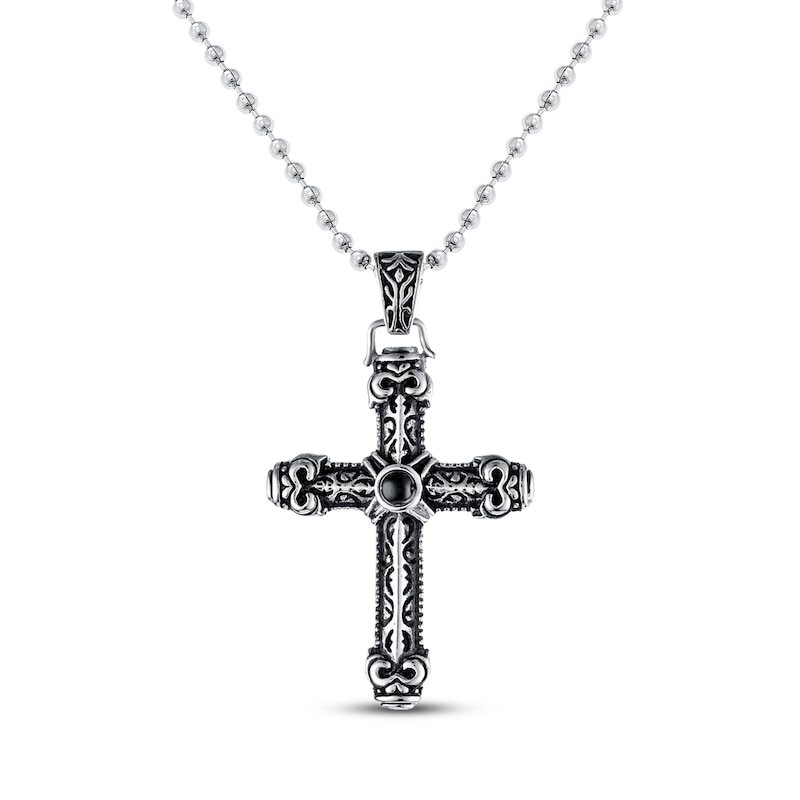Men's Cross Necklace Black Ion Plating Stainless Steel