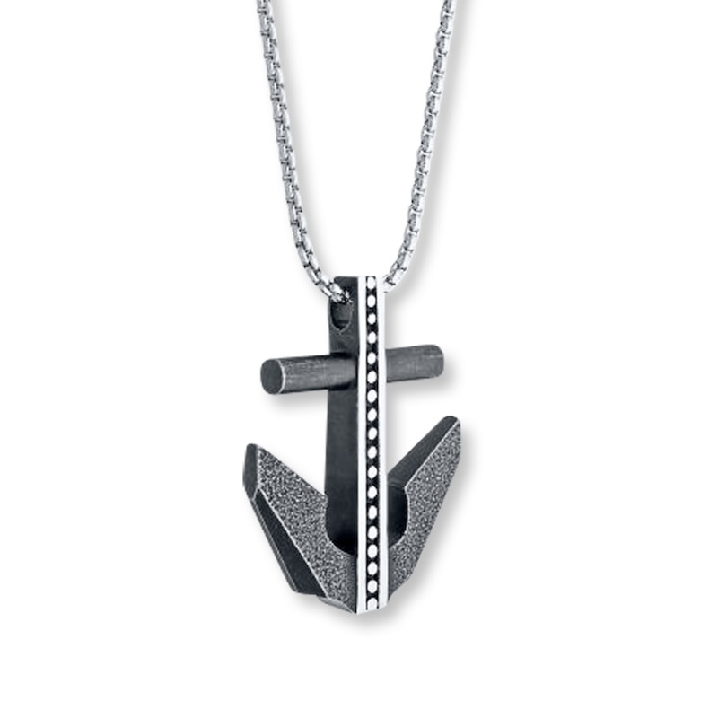 Main Image 2 of Men's Anchor Necklace Stainless Steel