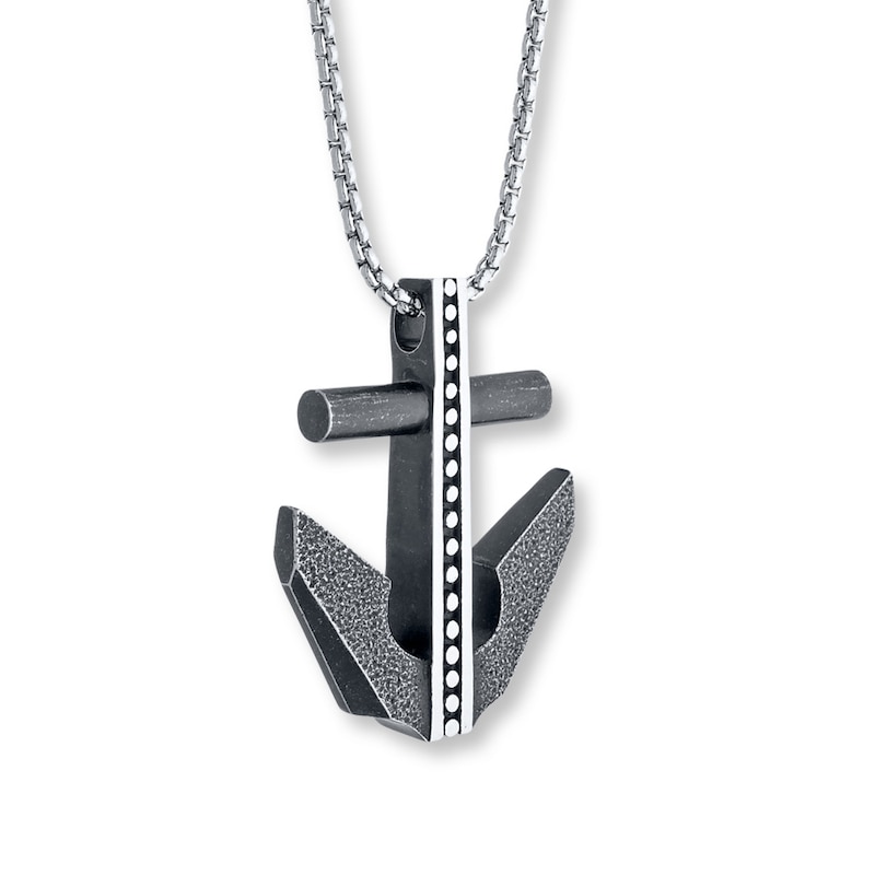 Main Image 3 of Men's Anchor Necklace Stainless Steel