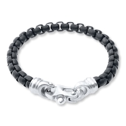 Black Ion Plating Solid Stainless Steel Bracelet 8.5"