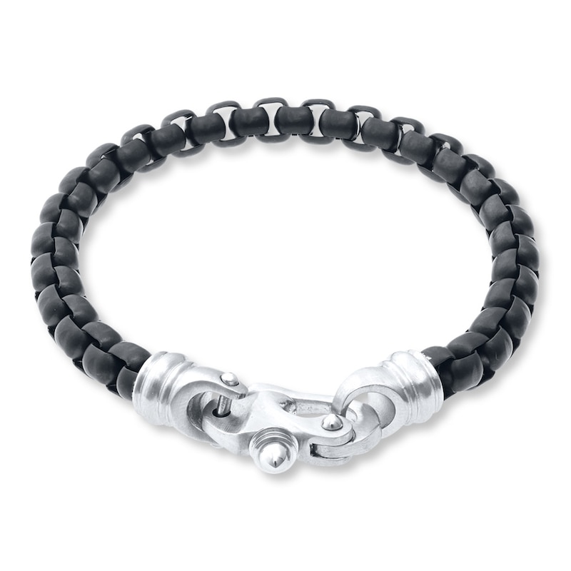 Solid Black Ion Plating Stainless Steel Bracelet 8.5"