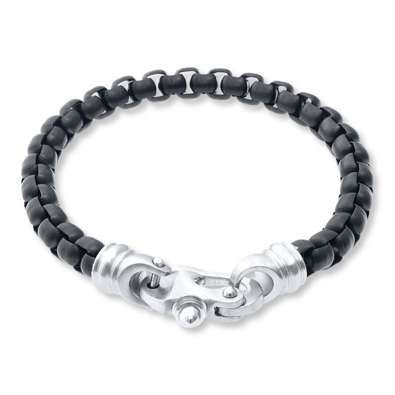Main Image 1 of Black Ion Plating Solid Stainless Steel Bracelet 8.5&quot;
