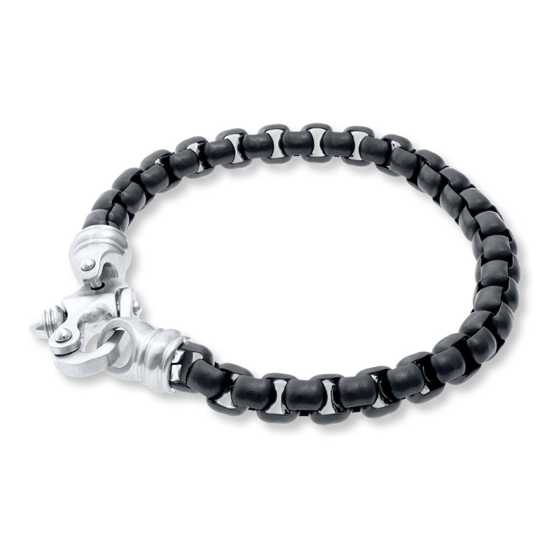 Main Image 2 of Black Ion Plating Solid Stainless Steel Bracelet 8.5&quot;