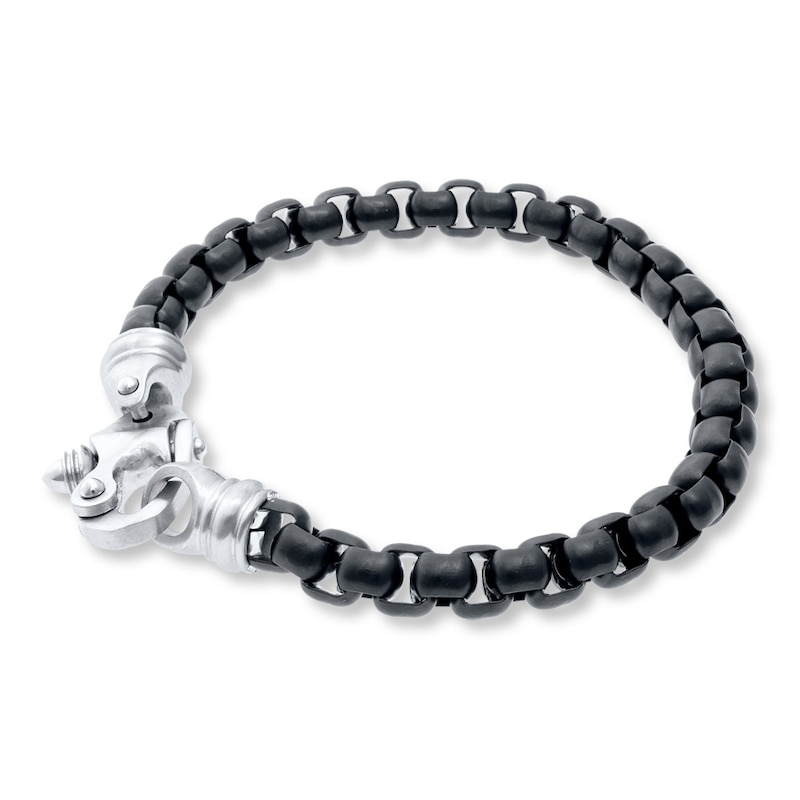 Solid Black Ion Plating Stainless Steel Bracelet 8.5"