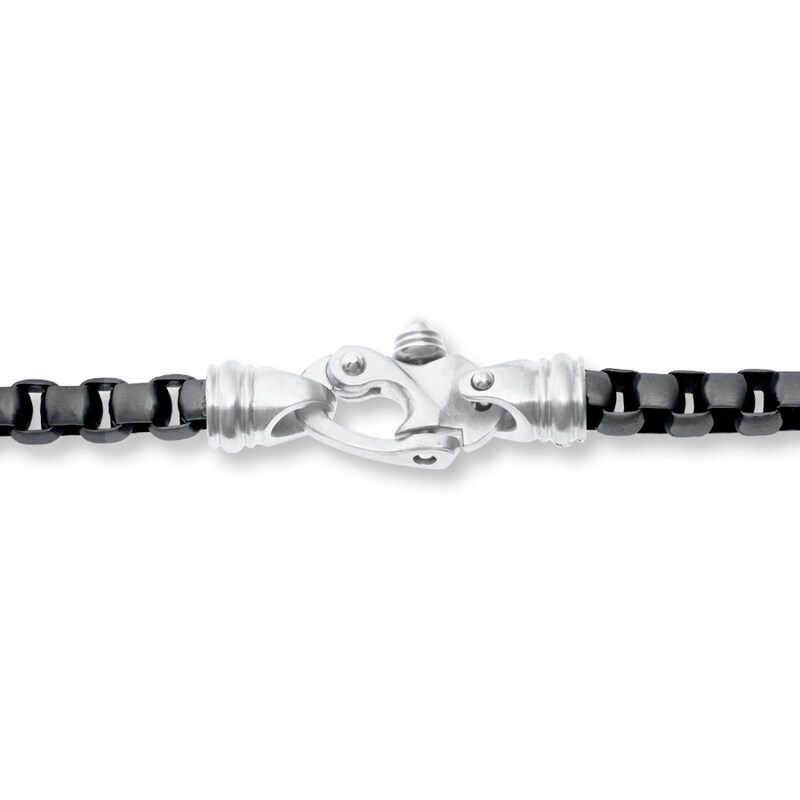 Main Image 3 of Black Ion Plating Solid Stainless Steel Bracelet 8.5&quot;