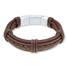 Thumbnail Image 0 of Men's Bracelet Stainless Steel Brown Leather