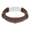 Thumbnail Image 1 of Men's Bracelet Stainless Steel Brown Leather
