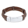Thumbnail Image 1 of Men's Bracelet Stainless Steel Brown Leather