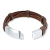 Thumbnail Image 2 of Men's Bracelet Stainless Steel Brown Leather