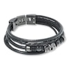 Thumbnail Image 3 of Men's Skull Bracelet Stainless Steel Black Leather 9&quot;