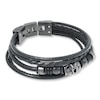 Thumbnail Image 2 of Men's Skull Bracelet Stainless Steel Black Leather 9"