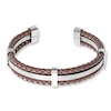 Thumbnail Image 1 of Men's Bracelet Brown Leather Stainless Steel