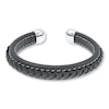 Thumbnail Image 1 of Men's Bracelet Black Leather Stainless Steel