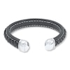 Thumbnail Image 2 of Men's Bracelet Black Leather Stainless Steel