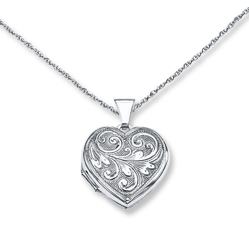 Main Image 1 of Heart Locket Necklace Sterling Silver
