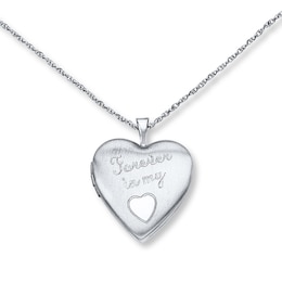 Heart Locket Necklace Forever in my Heart Sterling Silver