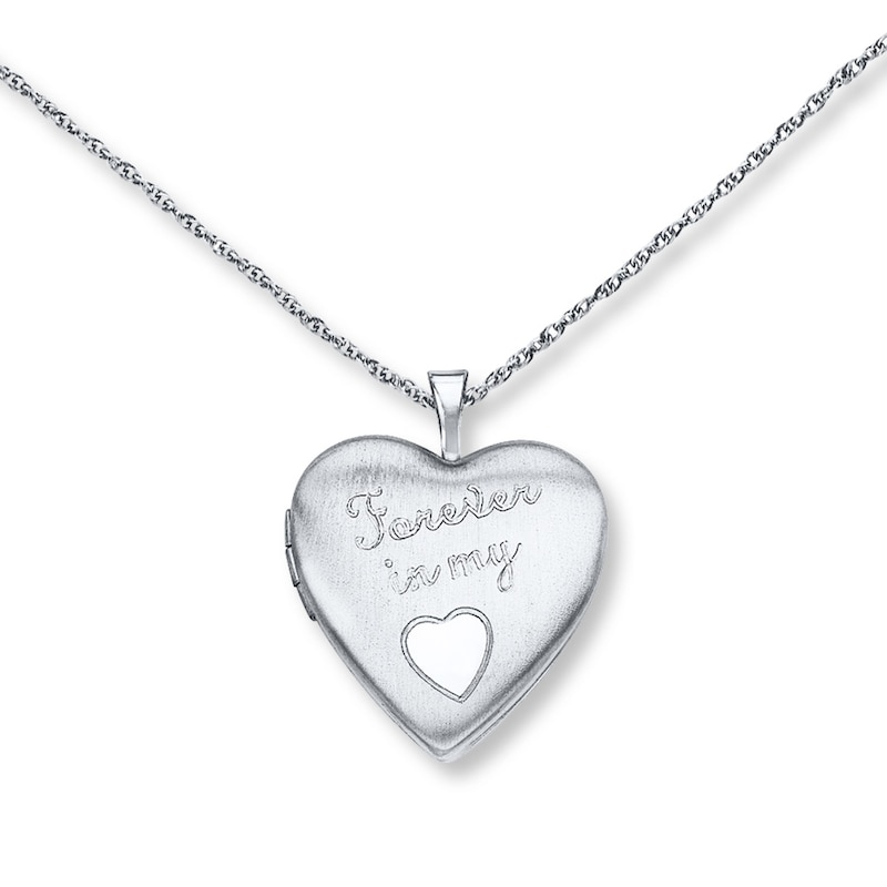 Main Image 1 of Heart Locket Necklace Forever in my Heart Sterling Silver