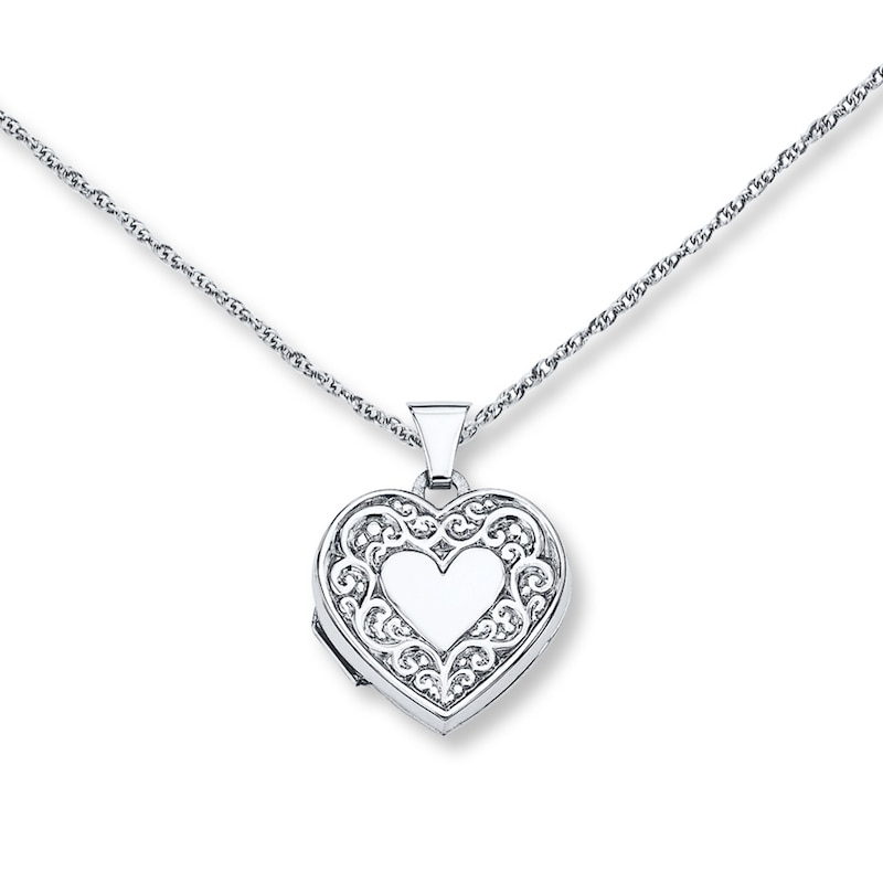 Main Image 1 of Heart Locket Necklace Sterling Silver