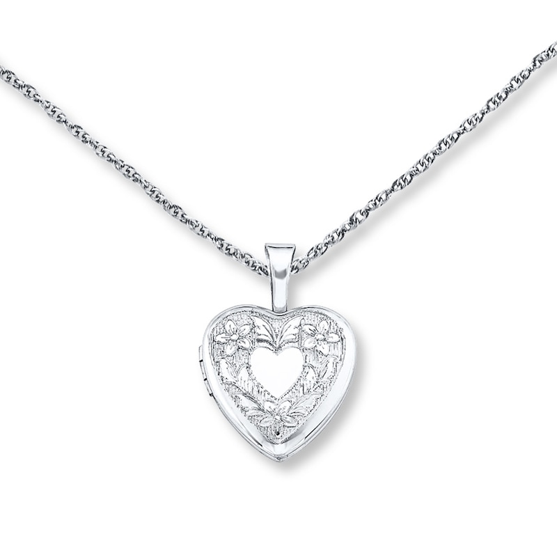Main Image 1 of Heart Locket Necklace Sterling Silver