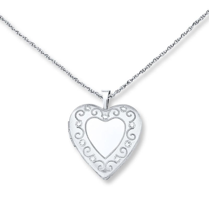 Main Image 1 of Heart Locket Necklace Sterling Silver