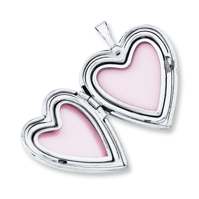 Heart Locket Necklace Butterflies Sterling Silver