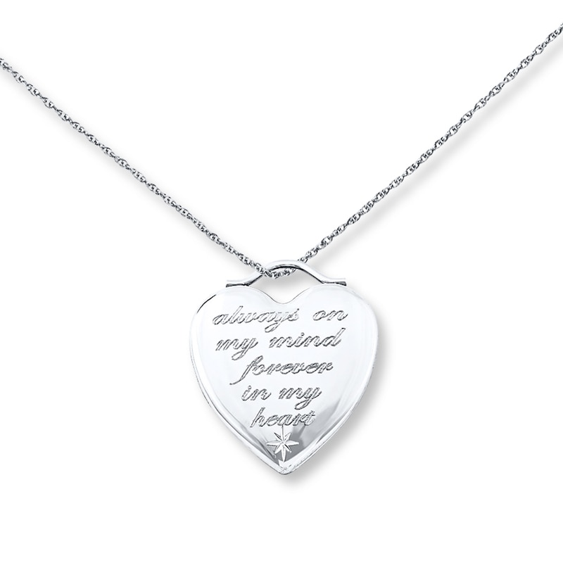 Main Image 1 of Heart Locket Necklace Always on my Mind Sterling Silver