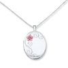 Thumbnail Image 0 of Oval Locket Necklace Flower Sterling Silver