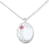 Thumbnail Image 1 of Oval Locket Necklace Flower Sterling Silver
