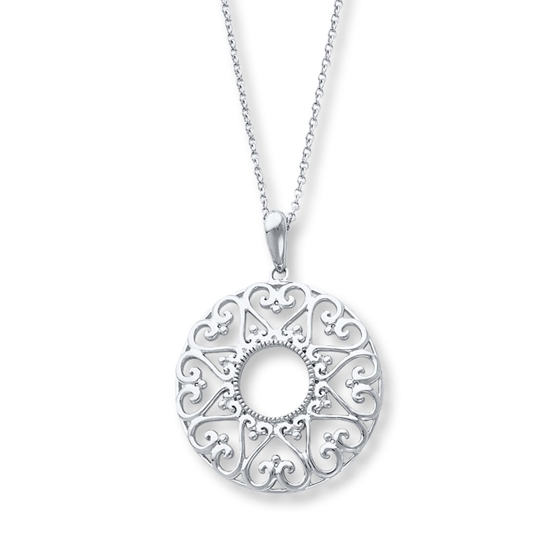 Main Image 1 of Circle Heart Necklace Sterling Silver