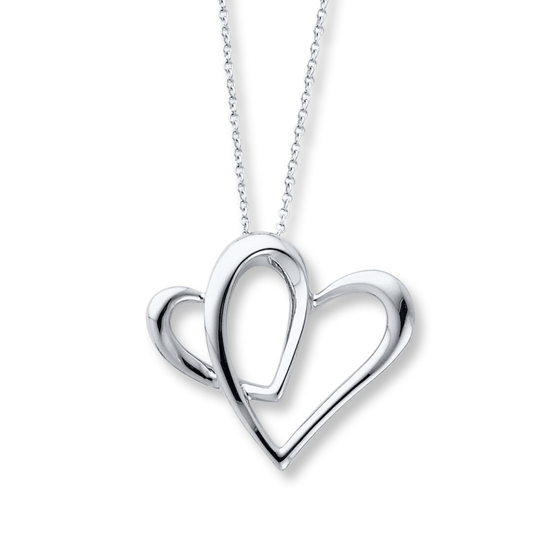 Main Image 1 of Mother Part of My Heart Double Heart Necklace Sterling Silver