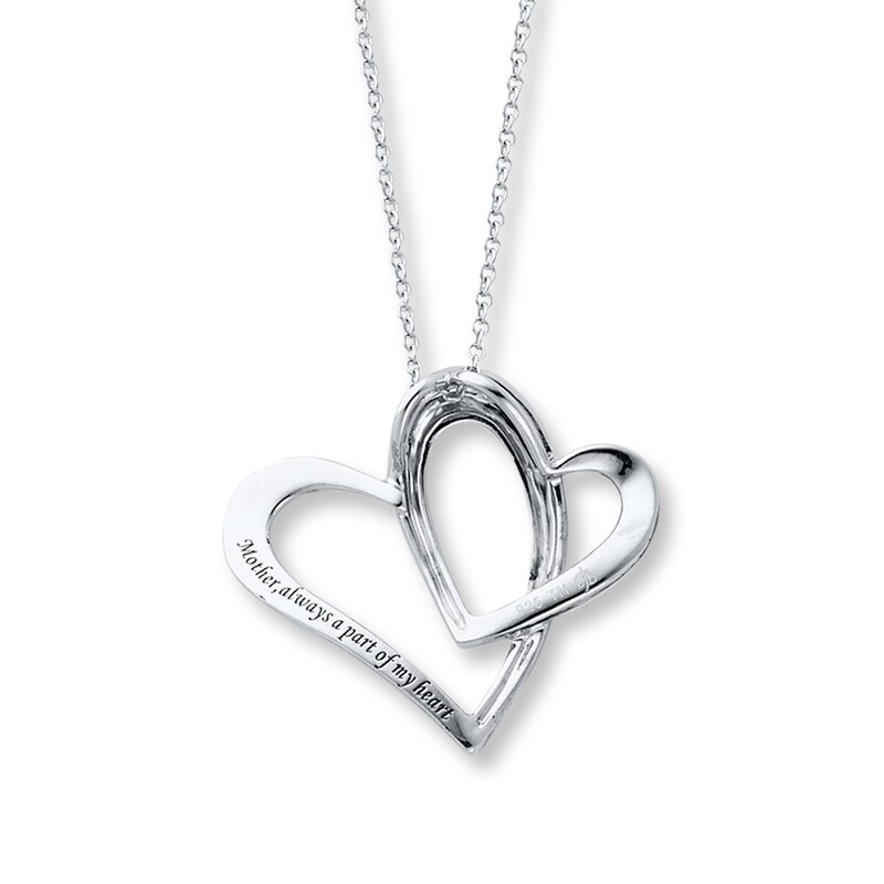 Main Image 2 of Mother Part of My Heart Double Heart Necklace Sterling Silver
