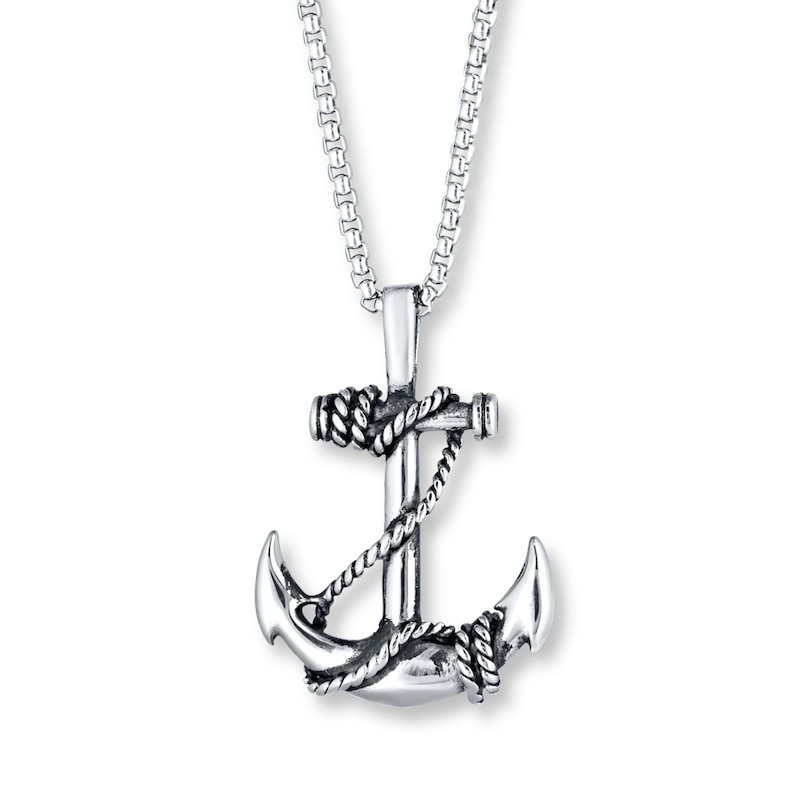 Main Image 1 of Men's Anchor Necklace Stainless Steel