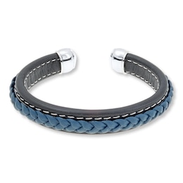Men's Bracelet Stainless Steel/Leather Cuff