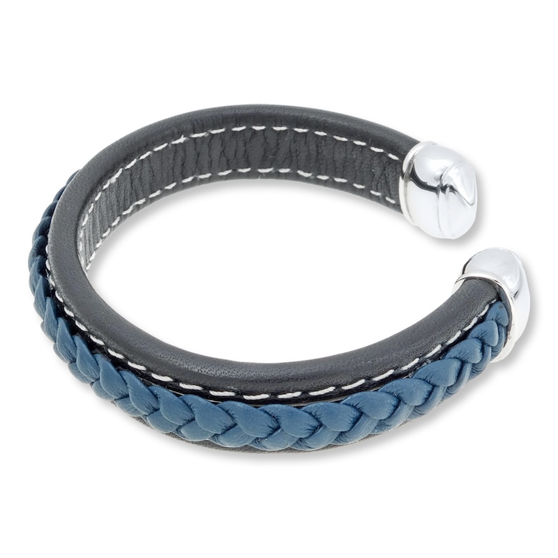 Main Image 3 of Men's Bracelet Stainless Steel/Leather Cuff