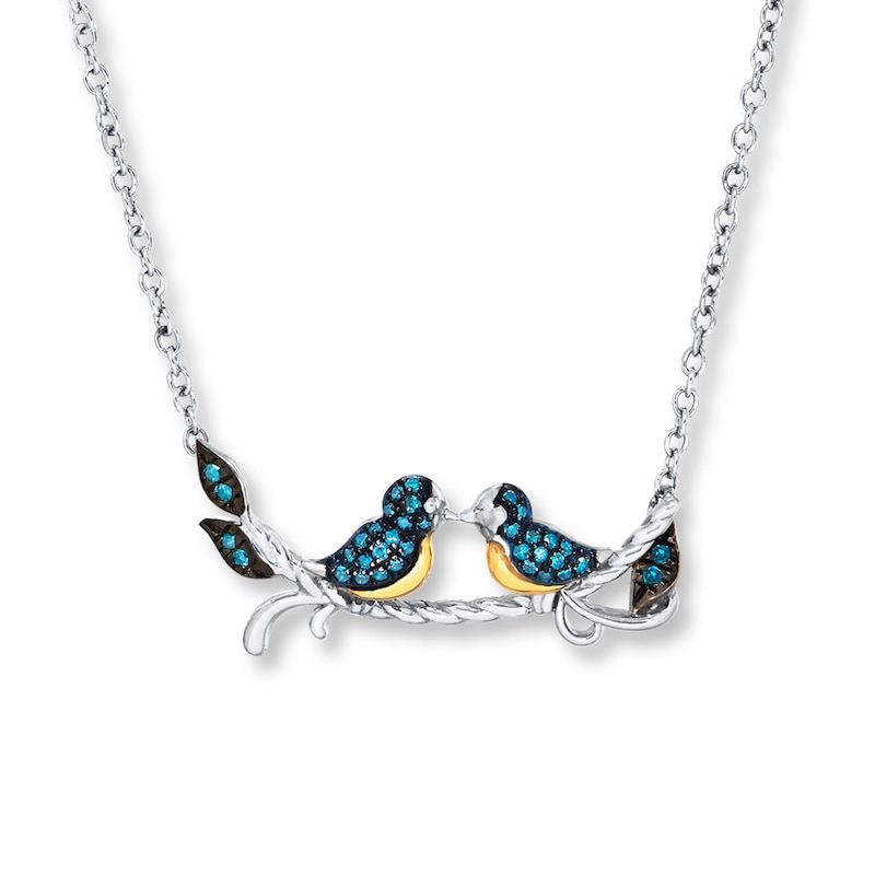 Love Bird Necklace 1/10 ct tw Diamonds Sterling Silver & 10K Yellow Gold