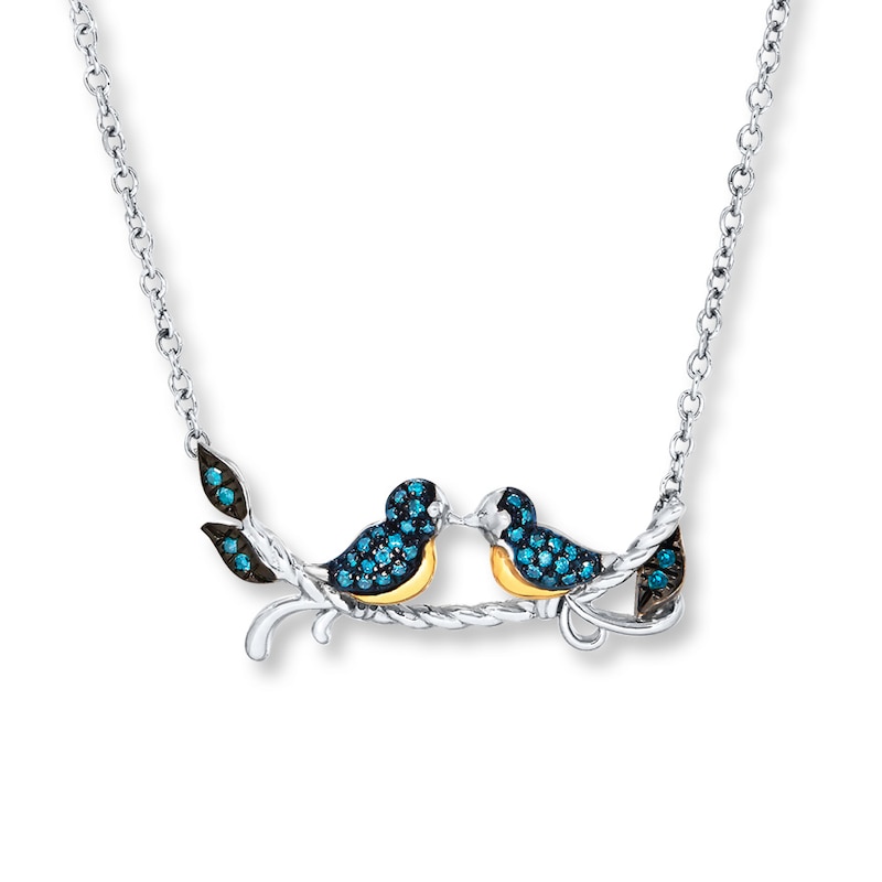 Main Image 1 of Love Bird Necklace 1/10 ct tw Diamonds Sterling Silver & 10K Yellow Gold