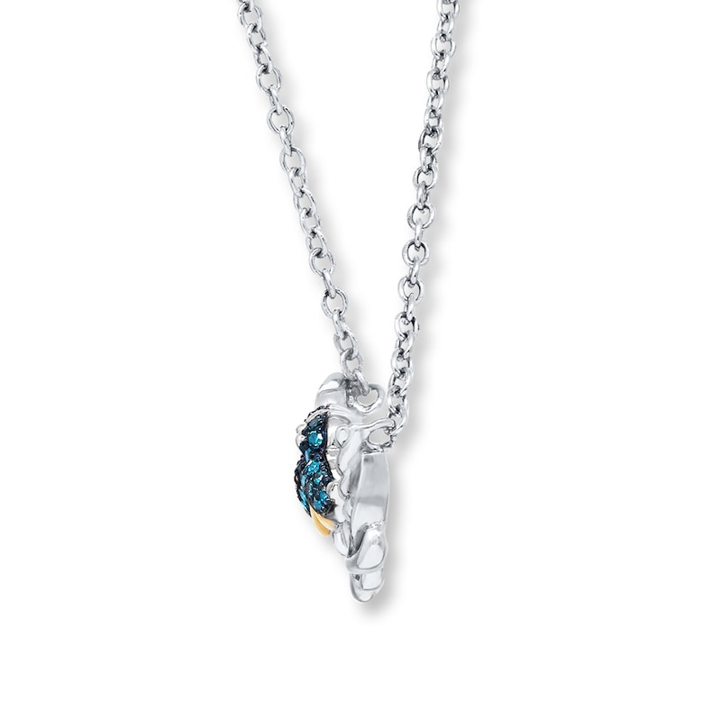 Main Image 2 of Love Bird Necklace 1/10 ct tw Diamonds Sterling Silver & 10K Yellow Gold