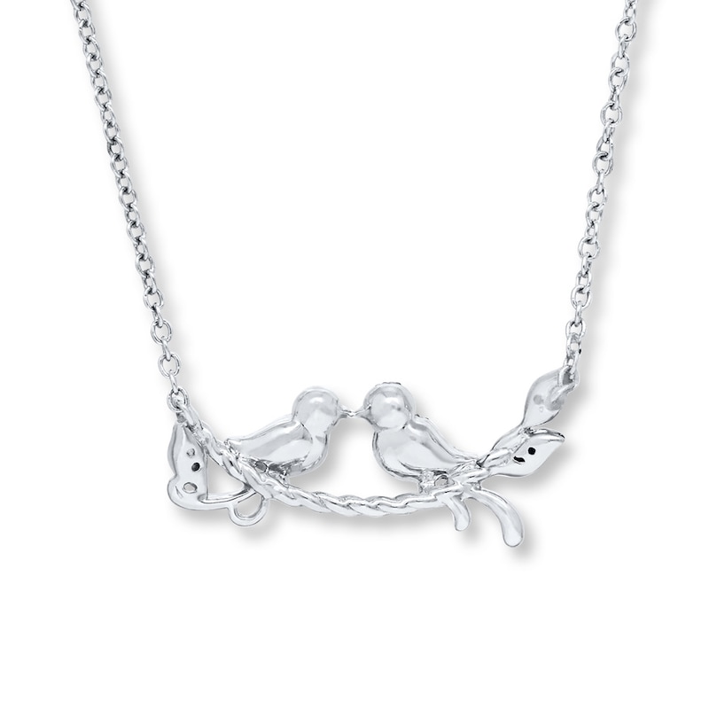 Main Image 4 of Love Bird Necklace 1/10 ct tw Diamonds Sterling Silver & 10K Yellow Gold