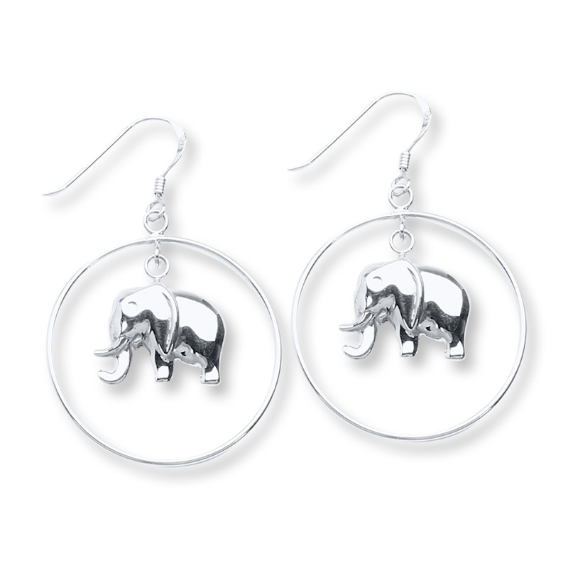 Main Image 1 of Elephant Earrings Sterling Silver