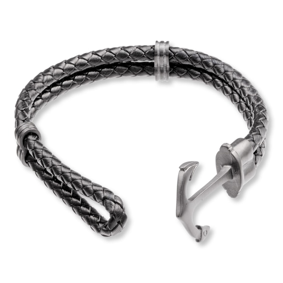 Men's Anchor Bracelet Leather & Stainless Steel | Mens Bracelets ...